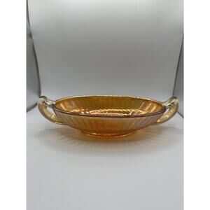 Vintage Imperial Marigold Carnival Glass Handled Serving Dish